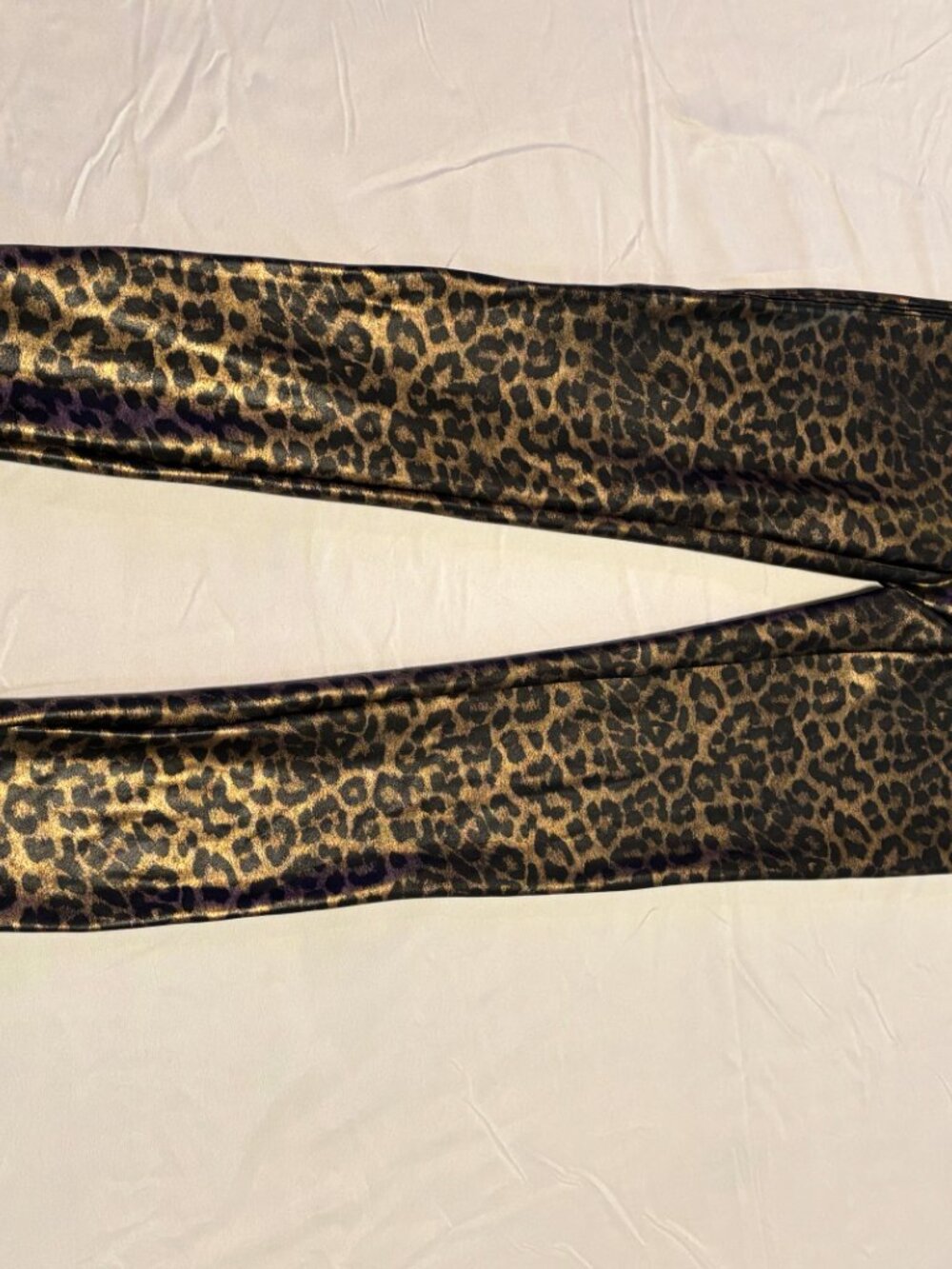SPANX Faux Leather Metallic Leopard Leggings Women's Small Black Gold - Picture 3 of 4